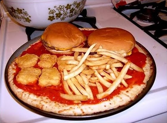 Pizza con hamburguesa